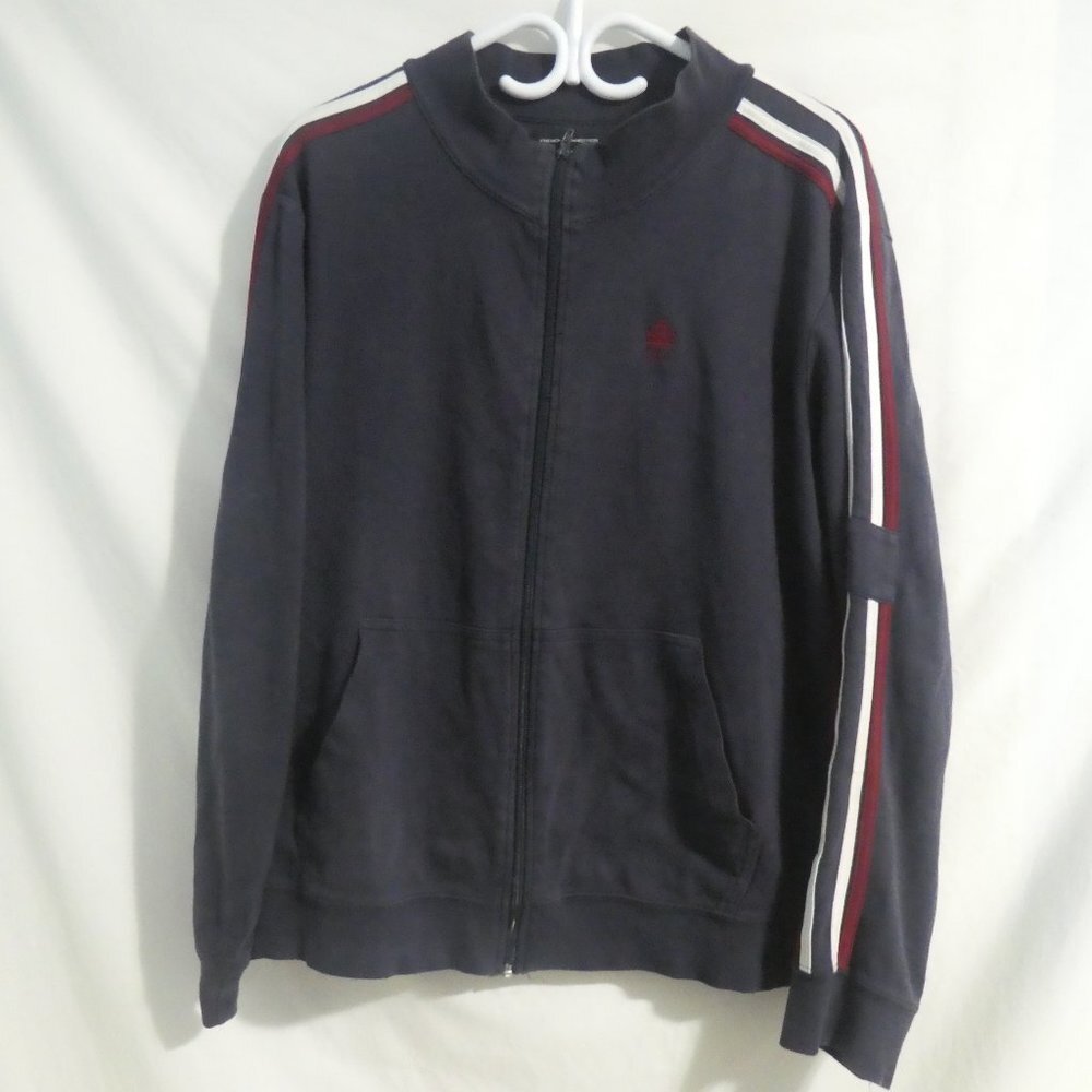 FRENCH CONNECTION, FCUK,  size large, full zip striped light jacket, 100% cotton